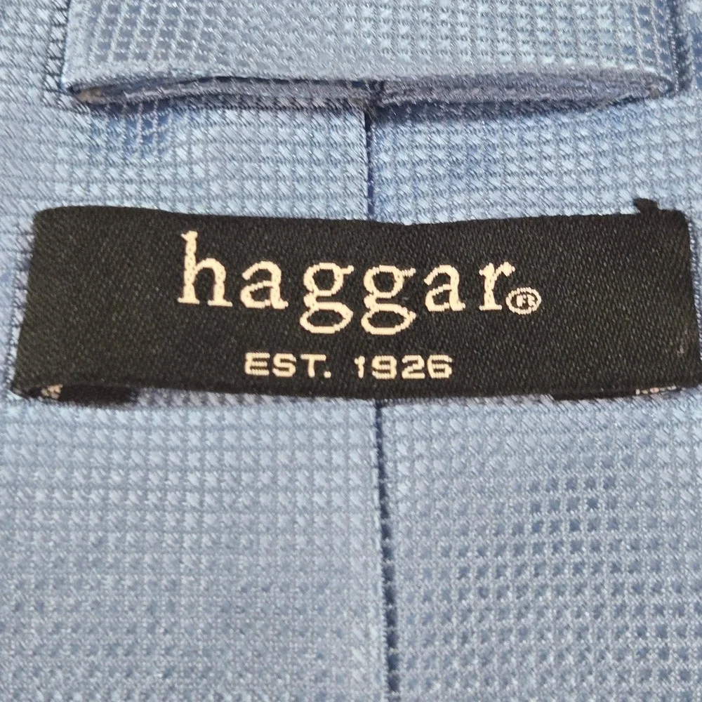 Haggar Mens Blue Micro Check Textured Handmade Necktie